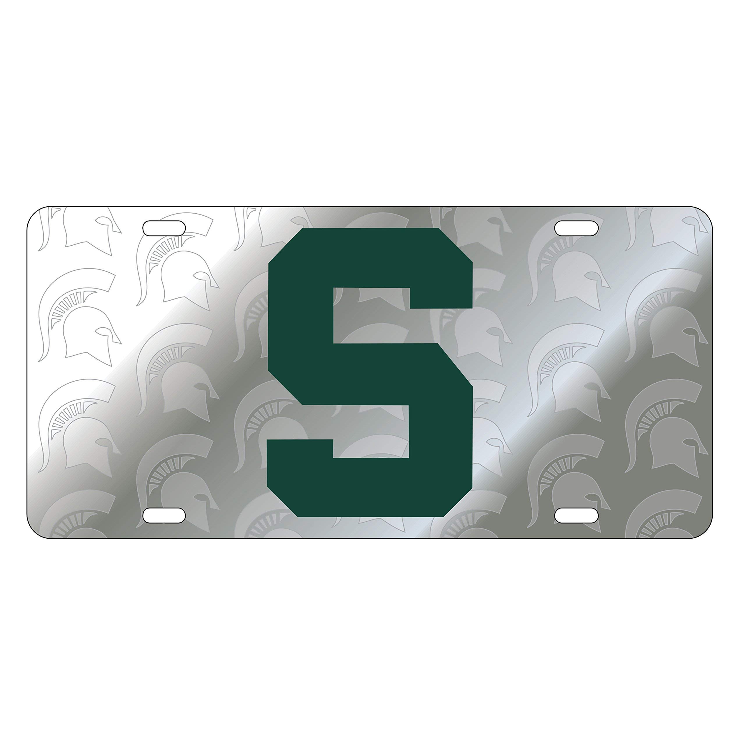 Michigan State Spartans Deluxe Mirrored Auto License Plate Tag