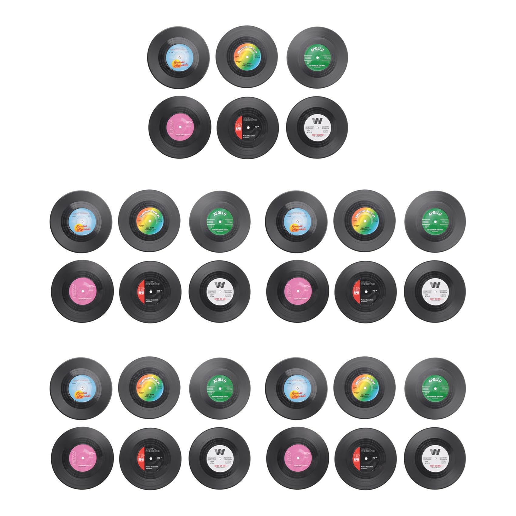 Hndhbfgrt 30pieces Retro Vinyl Disc Drink Coasters