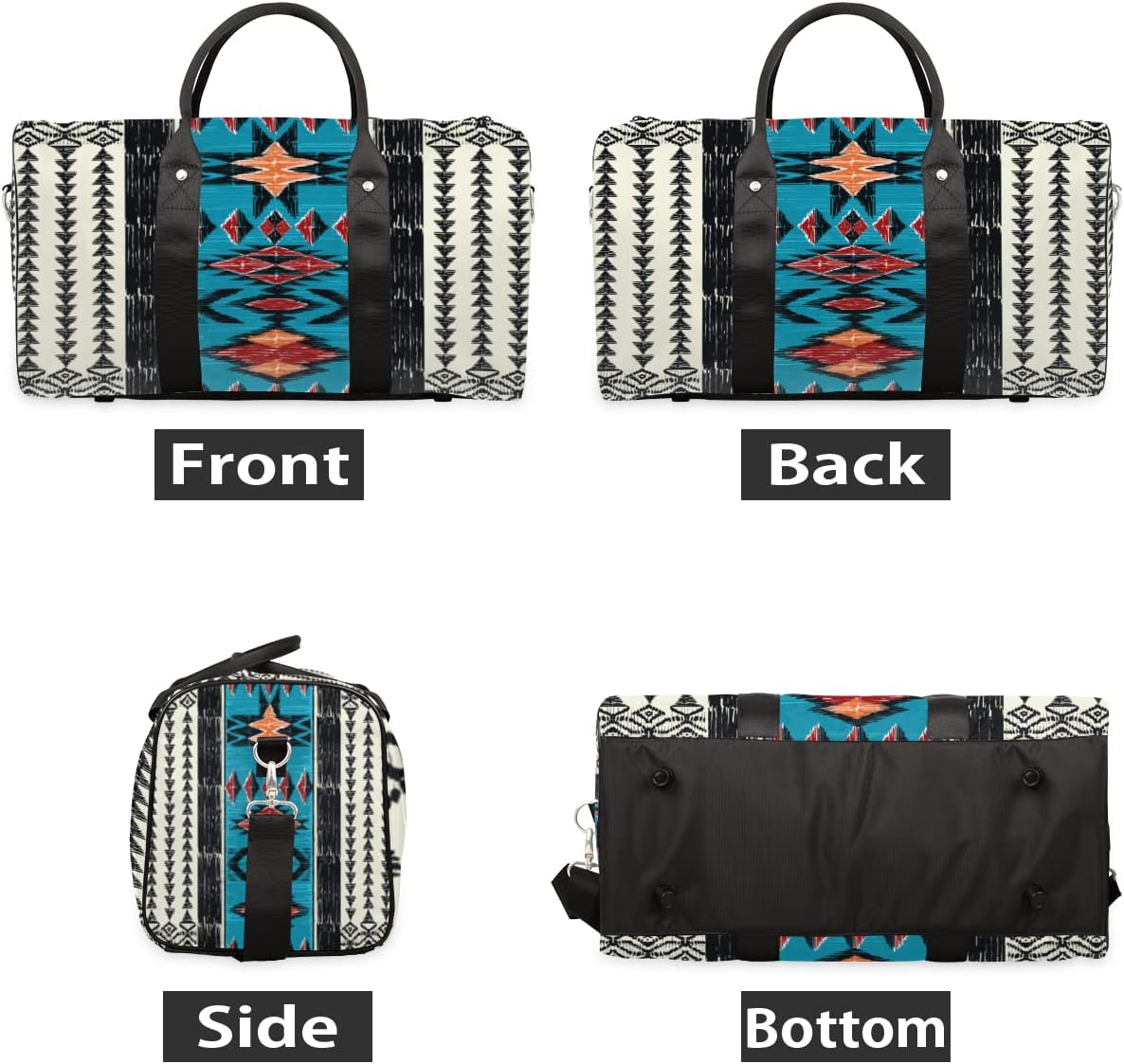 Pardick Aztec Western Small Travel Duffel Bag, Sports Gym Bag, Overnight Bag, Weekender, Waterproof, Lightweight, Foldable, Multifunctional, Polyester - Image 4