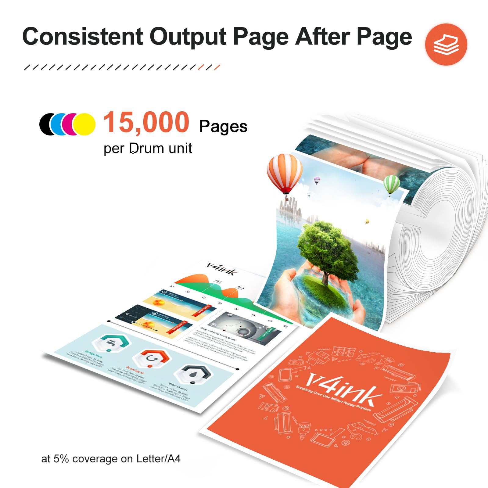 v4ink DR221 DR-221 Compatible Drum Unit Replacement for Brother DR221 DR-221 DR221CL DR-221CL Work with HL-3170CDW HL-3180CDW HL-3140CW 3150CDN MFC-9130CW MFC-9330CDW MFC-9340CDW DCP-9020CDN, 4-Pack