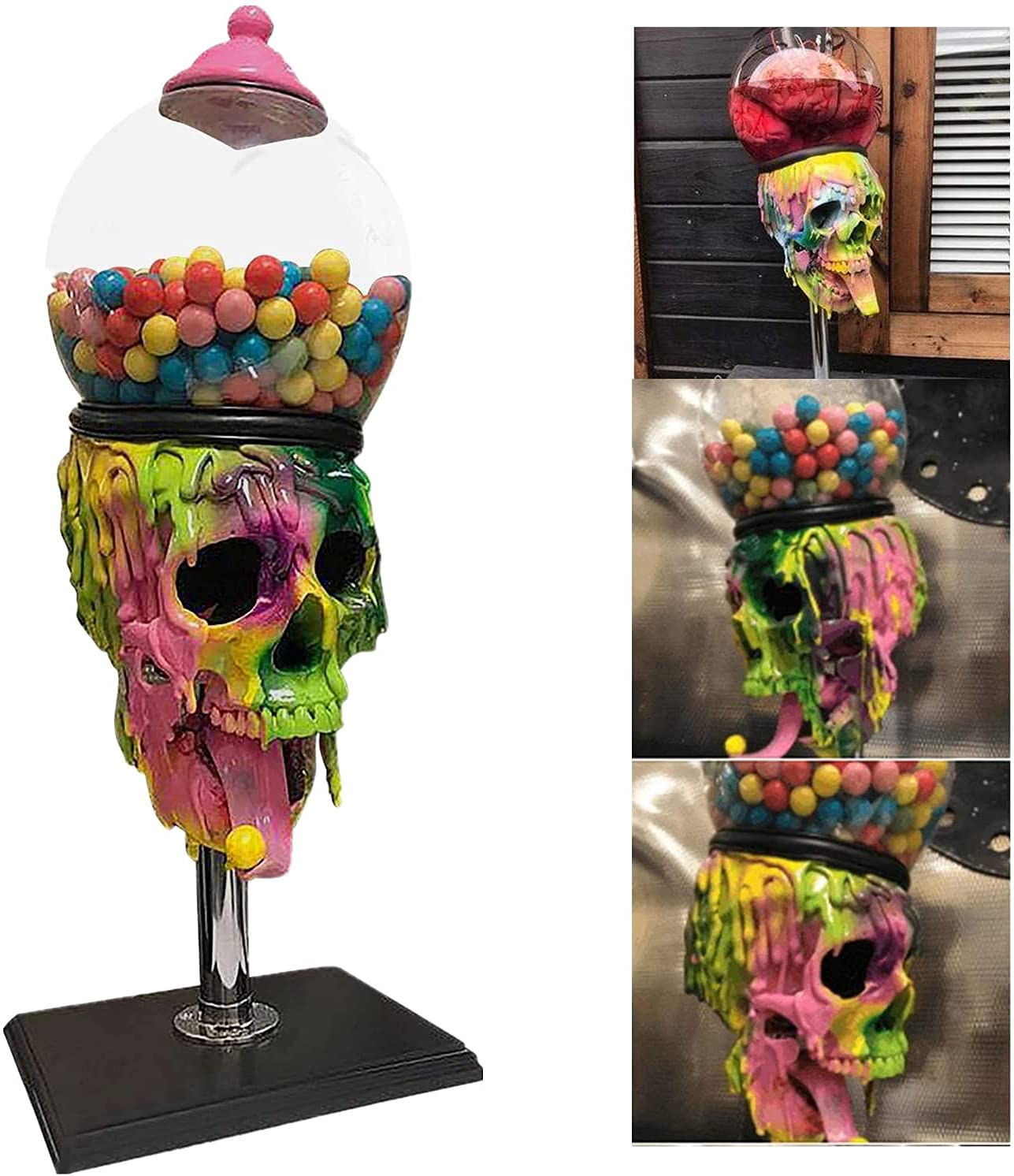Amazon.com - CENATXG Skull Bubble Gum Machine, Skull Machine Candy  Dispenser, Gumball Machine for Kids, Desktop Bubble Gum Mini Candy  Dispenser Halloween Decoration,Multi Colored -