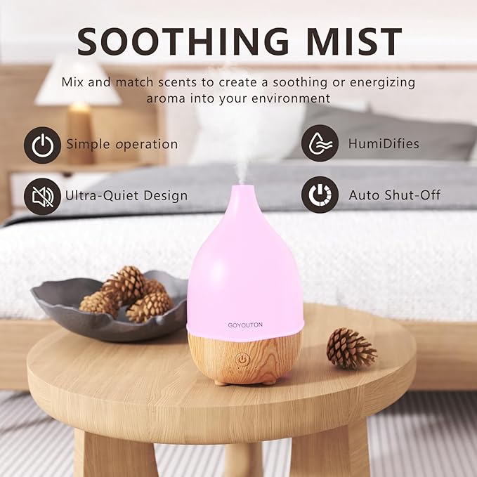 Difusor de Aromas Eléctrico 200ml, GOYOUTON, Blanco/Luz LED miniatura 7