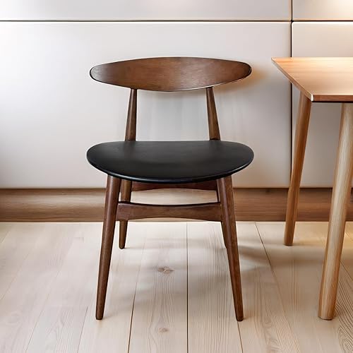 Miniatura 8 de Fohfurniture Juego de 2 sillas de comedor para restaurante, sillas de cocina modernas, sillas de madera maciza de roble con respaldo curvado y cojín