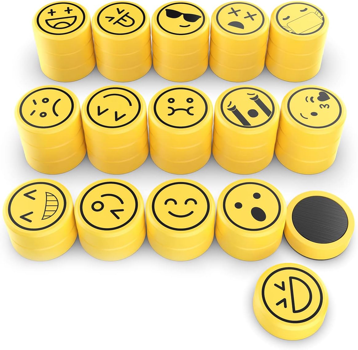 12 Pack 3D Glass Smiley Emoji Fridge Magnets for Refrigerator and