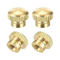 Vista 17 de uxcell Tuercas moleteadas de latón, M4x0.0.276 in redondo escalonado perillas sujetadores para impresora 3D, equipo electrónico, 8 piezas