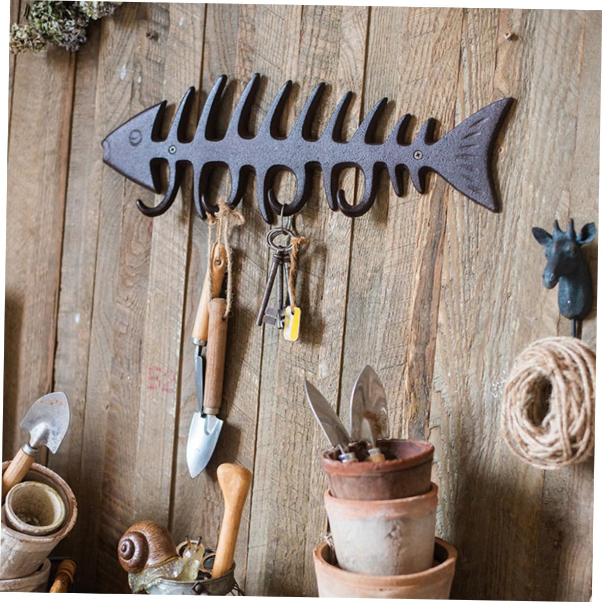 Alipis 1pezzi Gancio in Ferro Forma Di Lisca Di Pesce Portaoggetti Da Parete Creativo e Versatile Attaccapanni Decorativo Per Cappotti e Accessori Misura s