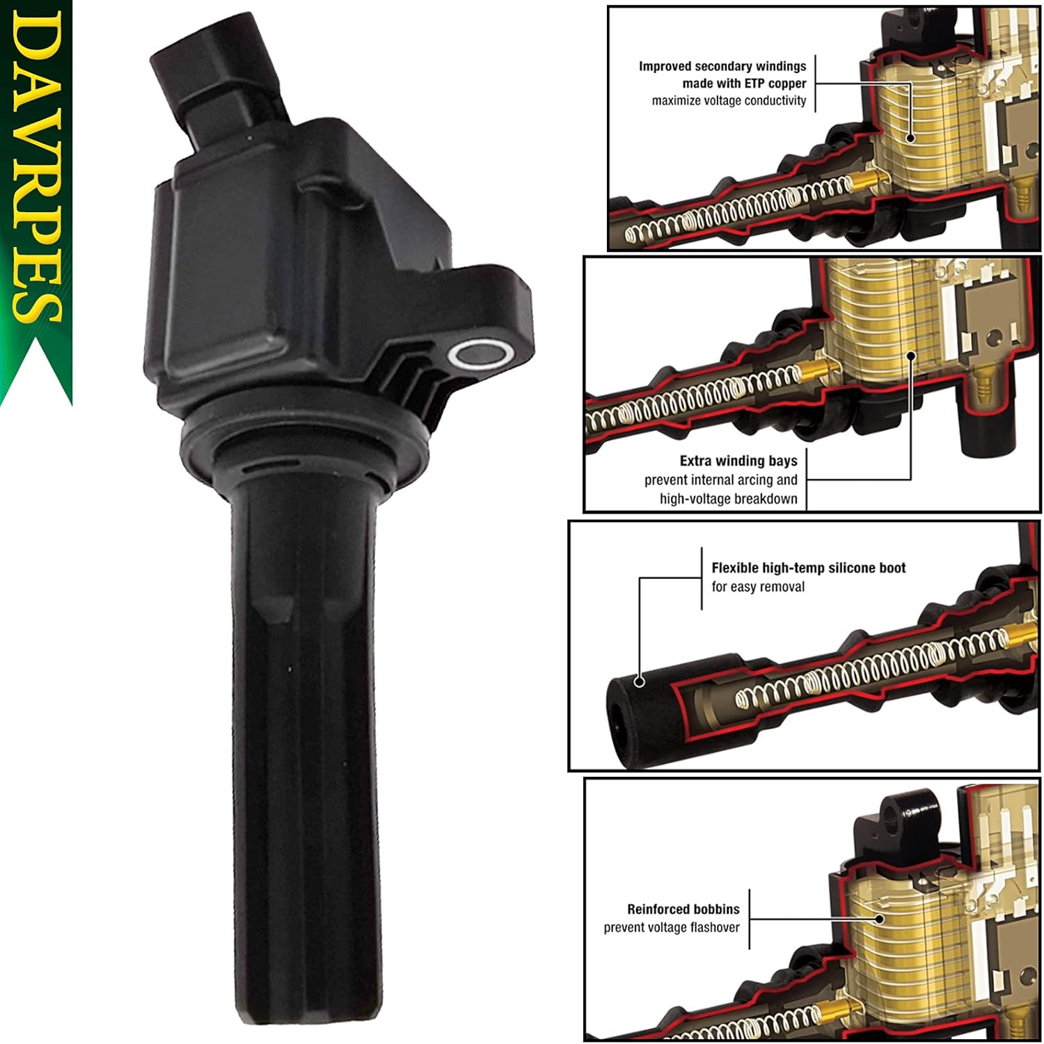 6Pcs UF497 C1558 Ignition Coils Pack For Buick Rainier, Chevrolet Colorado Trailblazer, GMC Canyon Envoy, Hummer H3 H3T, Isuzu Ascender, Saab 9-7X Replace#UF-497｜5C1615｜12629472｜H6T15271ZC