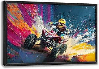 Flintis Framed Abstract Racing Car Wall Art