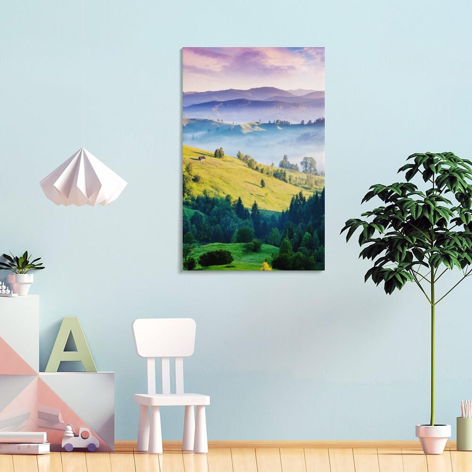 Amazon.co.jp: 絵画 草原と森と美しい空インテリア 絵画 美しい自然の