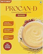 Pro To Grow PROCAN-D Banana Cereal 300g for Growing Kids | Enriched with Rice, Banana & Dates | No Added Sugar or Preservatives with 20 Micronutrients | Gluten-Free Formula for Complete Nutrition