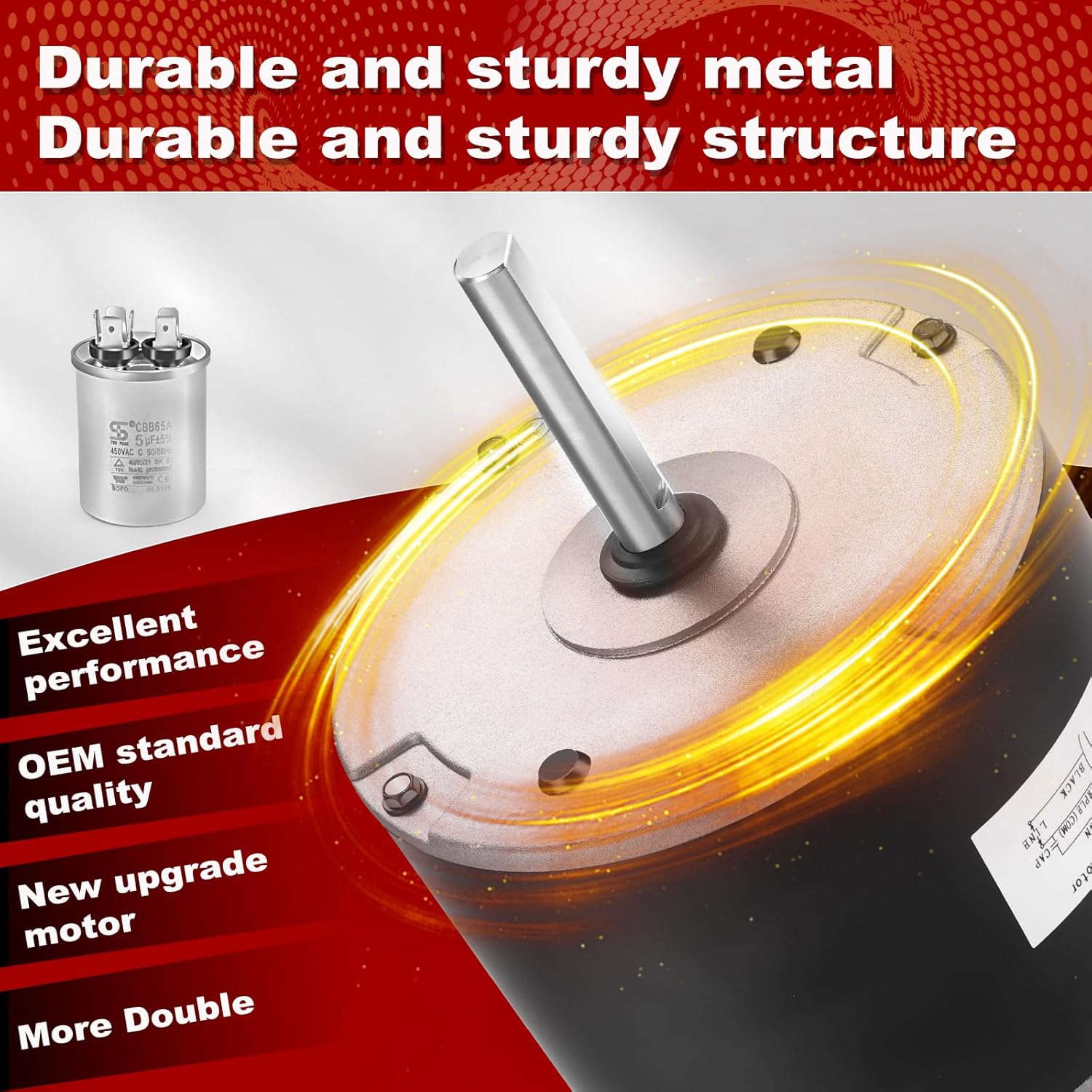 MOT18688 Condenser Fan Motor(Upgraded) - AC Fan Motor Compatible with Trane American Standard, 1/8 HP, 208-230V, 825 RPM, Air Conditioner Motors Replace# MOT12215 MOT12004 MOT10514