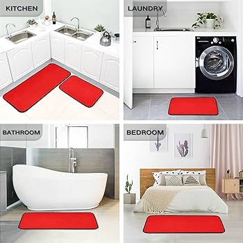 LABOUR AND WAIT ラグ（RED） Amazon.com: Plain Bright Red Solid Color Kitchen Rug Mats