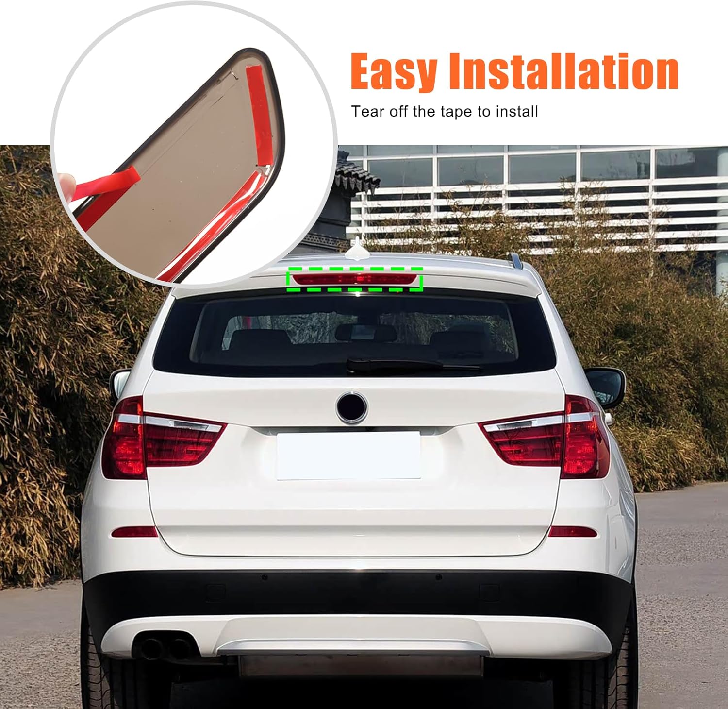 HAPPYHORSE Car Rear Tail Light Brake Light Cover Compatible with BMW X3 2011-2017，ABS Smoked Rear High Mounted Third Brake Light Cover Decorative Accessories