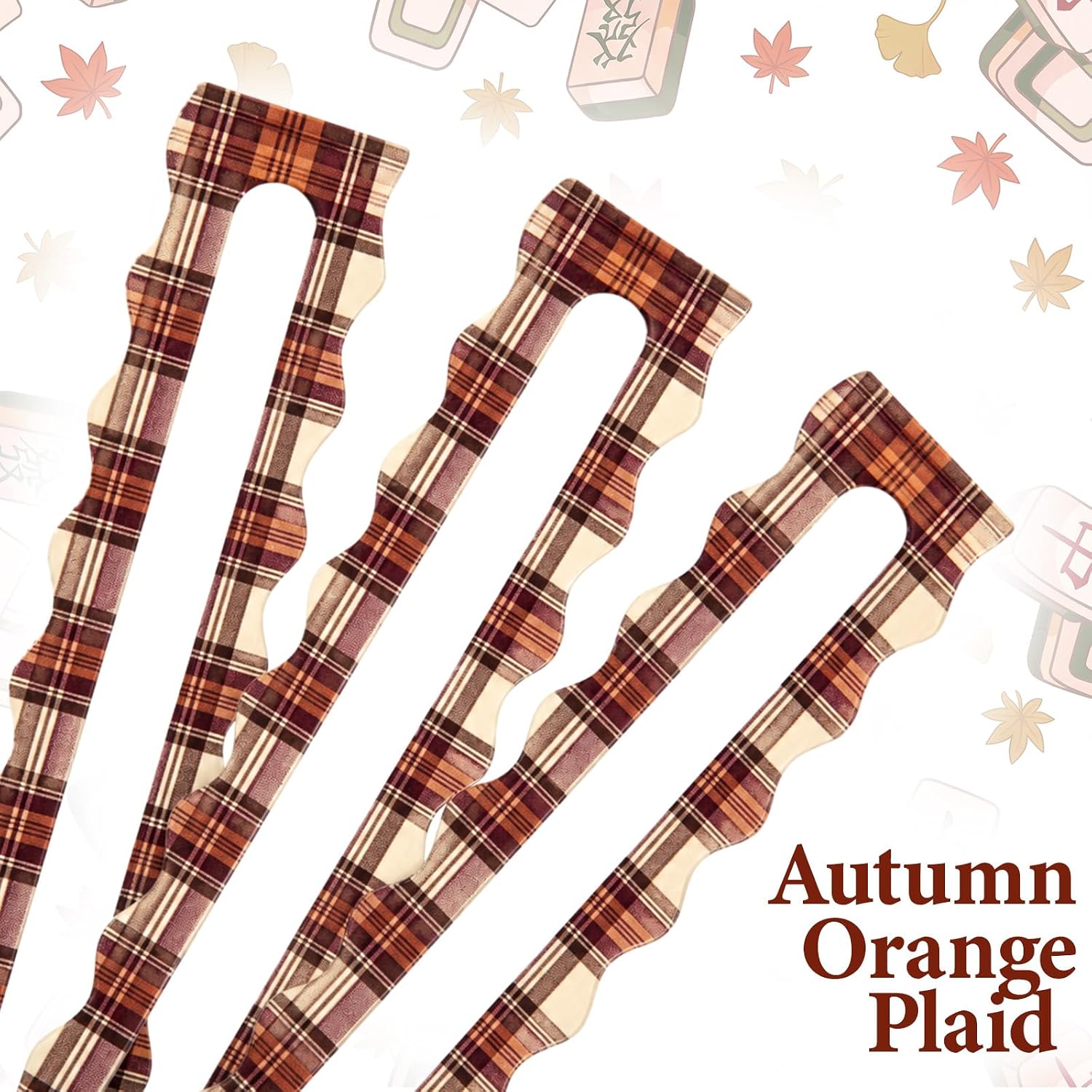 Fall Plaid scalloped Mahjong line readers (detail)
