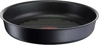 Tefal Ingenio - Sartén grill 26 cm, inducción, revestimiento antiadherente, aluminio fundido apilable, apto para lavavajillas, Eco Resist L8584004, Negro, antiadherente