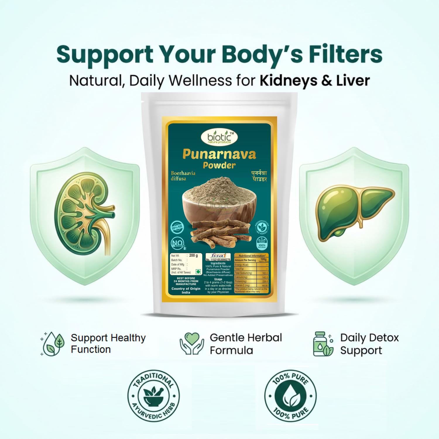 Biotic Natural Punarnava Powder - Boerhavia diffusa - Punarva Churna - 100 gm — Amazon image 3