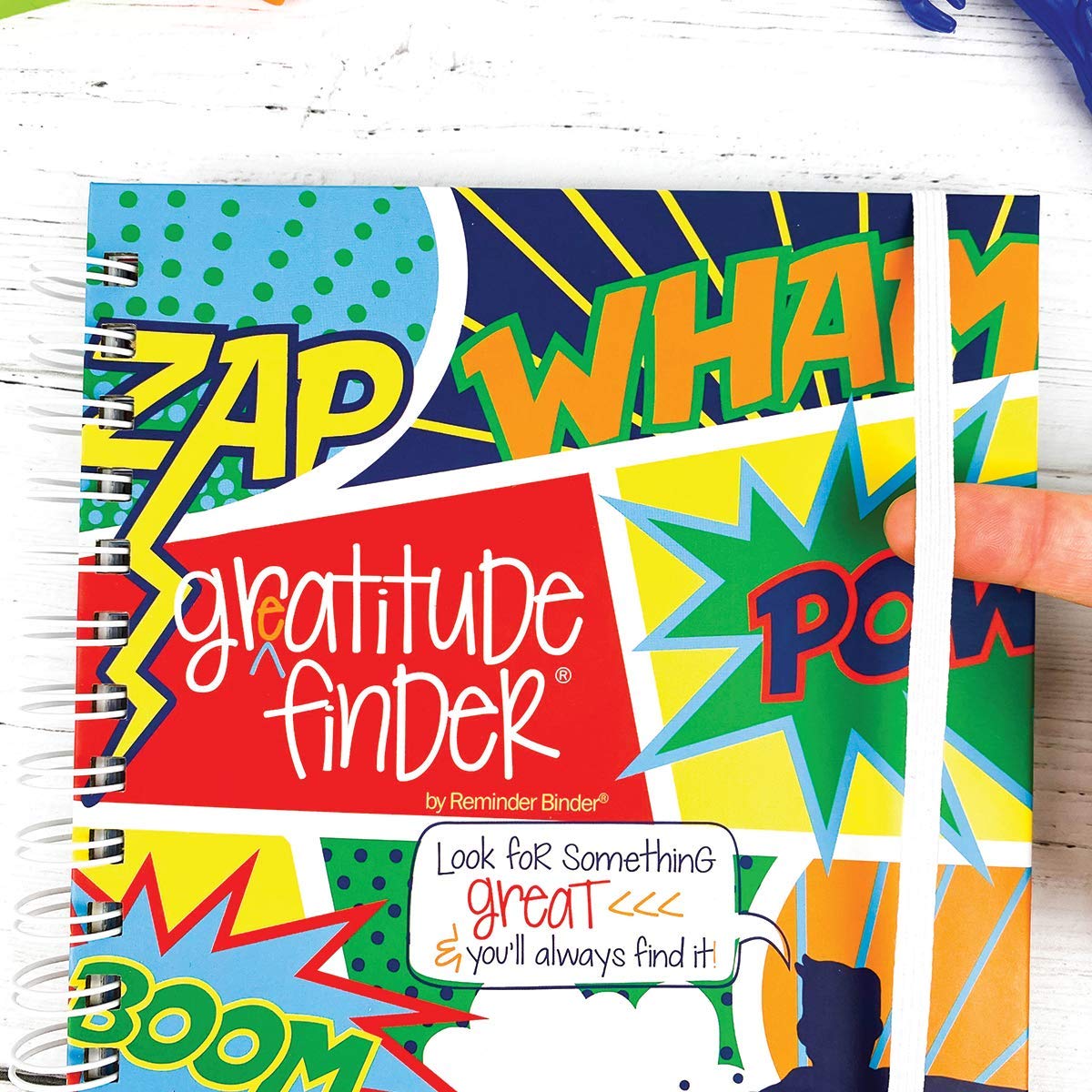 Denise Albright Gratitude Finder® - Diario de 52 semanas sin fecha para niños con 177 calcomanías totalmente geniales ilustradas a mano (Super Kiddo)