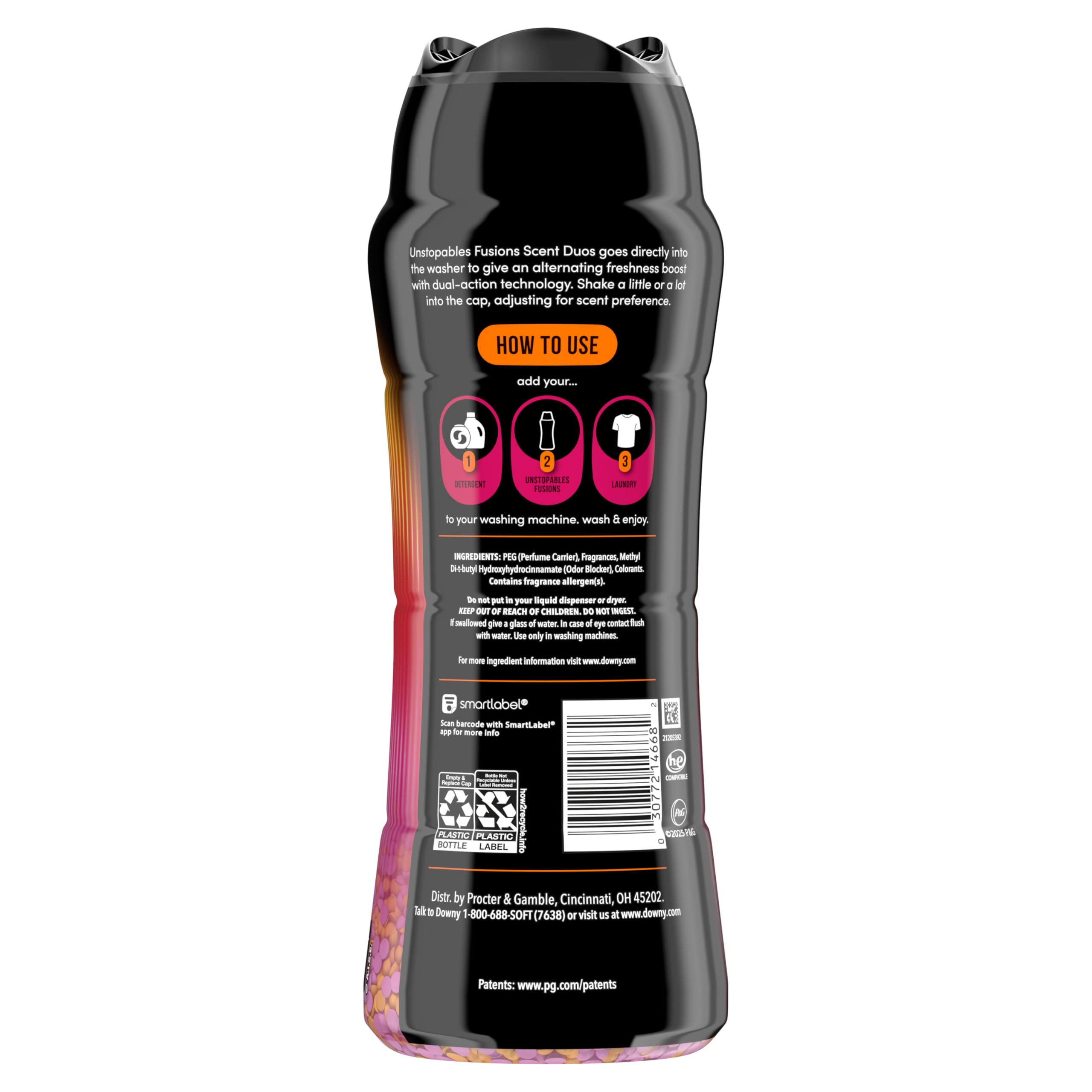 Downy Unstopables Fusions koraliki wzmacniające zapach do prania, zachód słońca i cytrusów, 600 ml, świeżość 2 w 1, koraliki wzmacniające zapach Downy