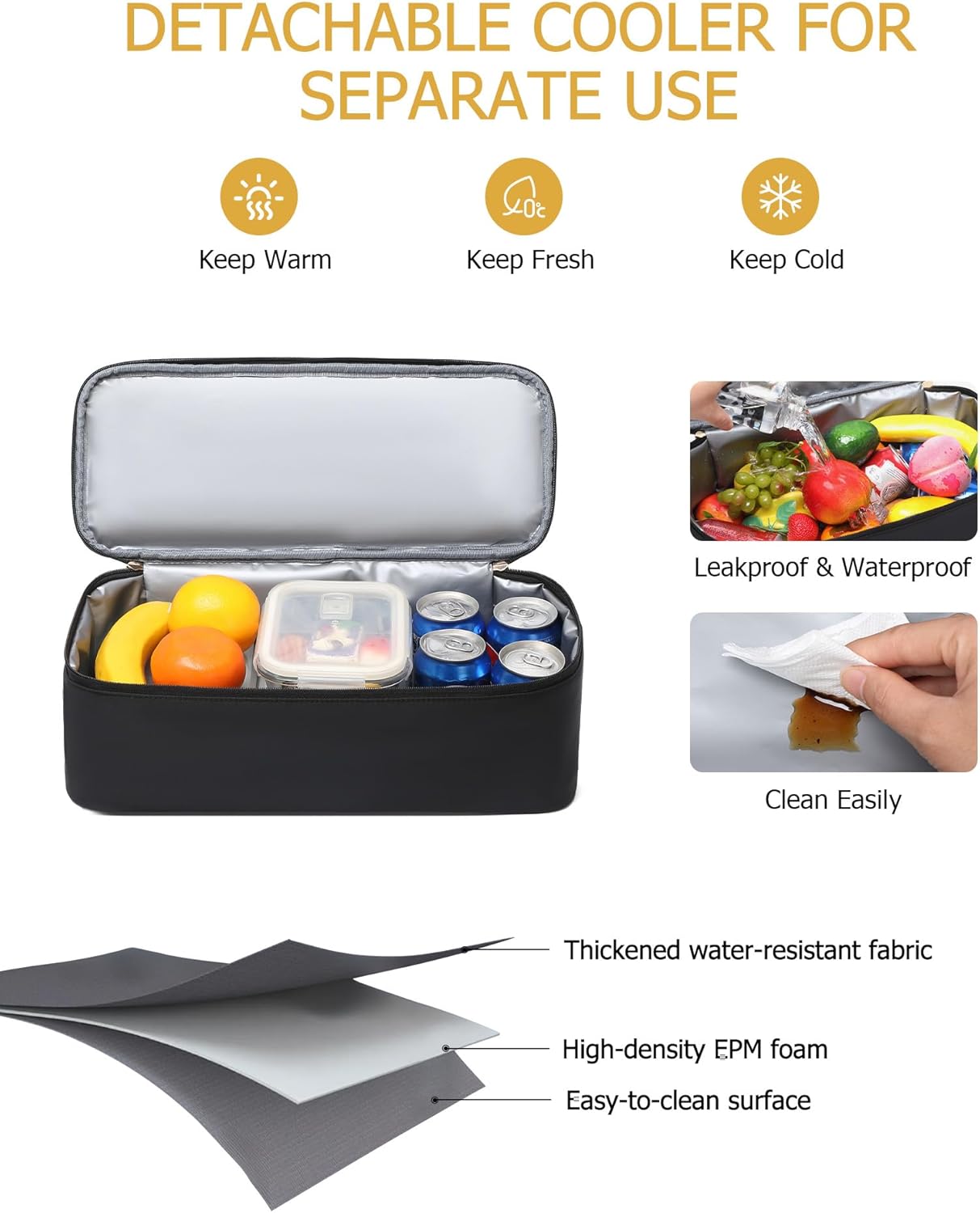 BAVERGE Lunch Tote Bag with Detachable Cooler, Waterproof Women Laptop Bag for Teacher Nurse Work Daily Travel Picnic Use