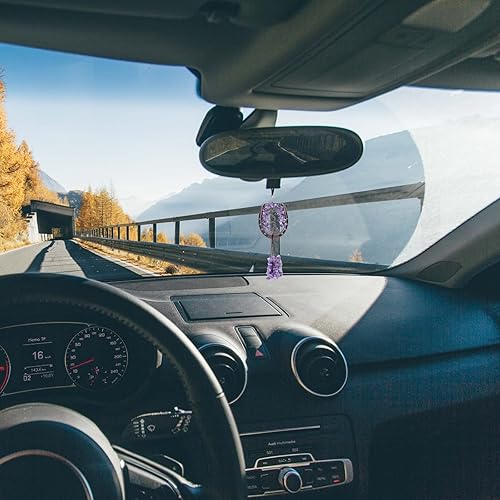 Miniatura 10 de TUMBEELLUWA Adorno colgante de árbol de la vida con forma de herradura, colgante de pared de piedra de chakra de Reiki para el hogar y la oficina,