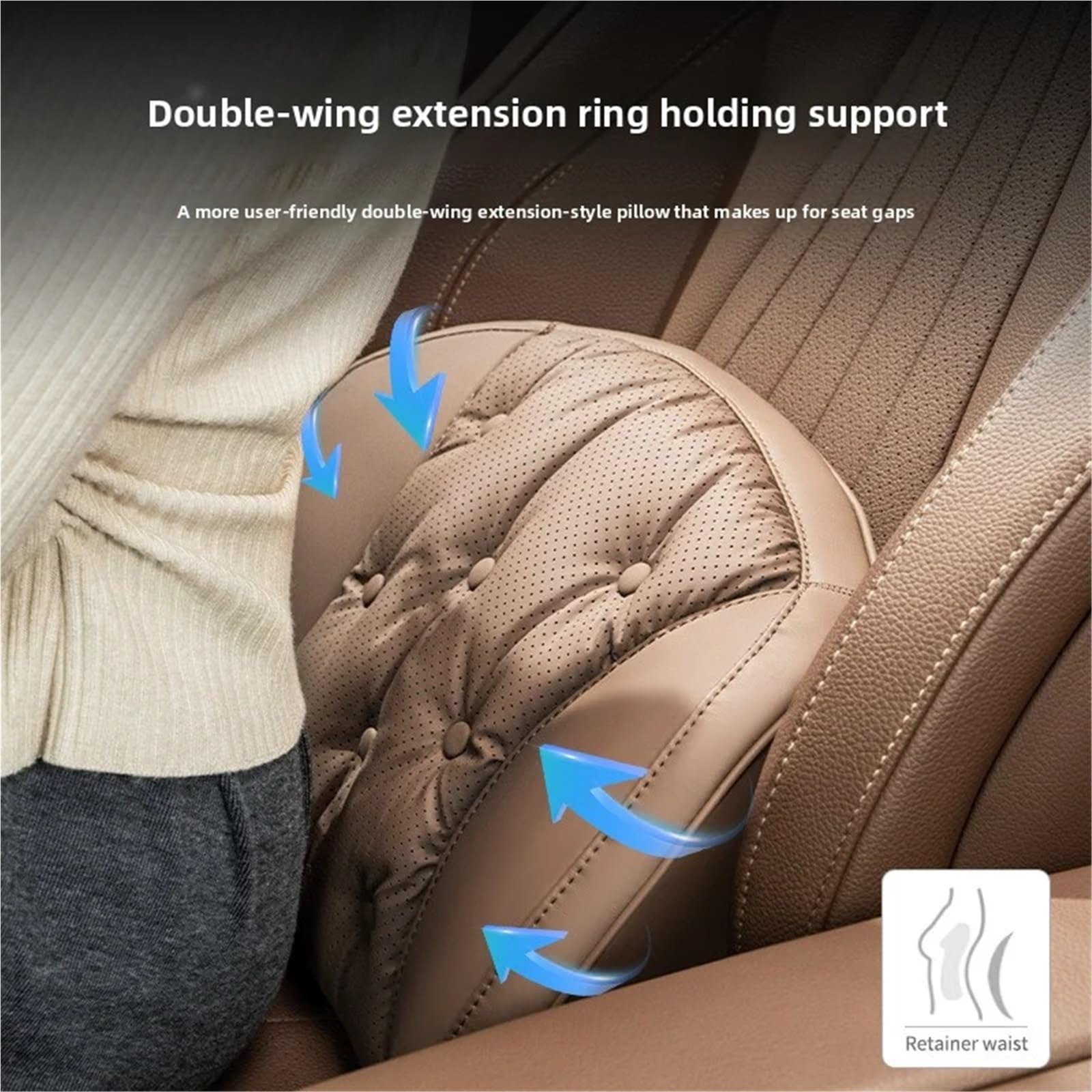 Reposacabezas Coche Reposacabezas universal de cuero Nappa para coche y cojín de soporte lumbar, accesorios para coche cómodos(Brown - Lumbar)