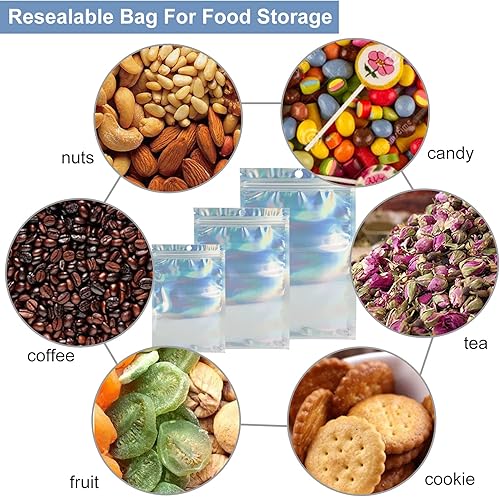 Miniatura 4 de Paquete de 300 bolsas de tereftalato de polietileno resellables de 3 tamaños, bolsas de almacenamiento de alimentos, a prueba de olores, con bolsa