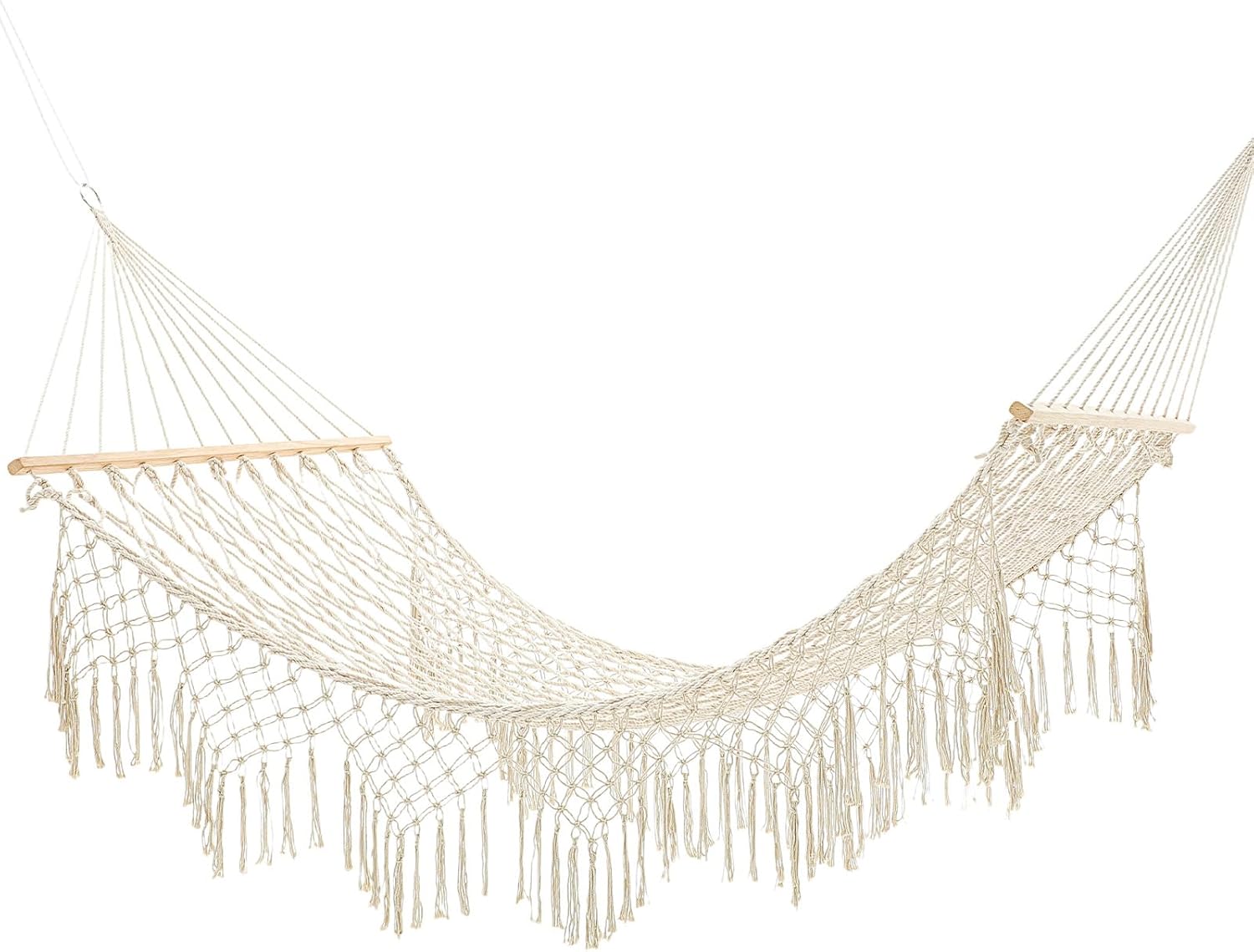 Hand Woven Cotton Rope Hammock, 10 ft Double Hammock for Patio Garden Yard Porch Camping Beach Indoor Outdoor Hanging Include Rope Straps, 450lb Capacity