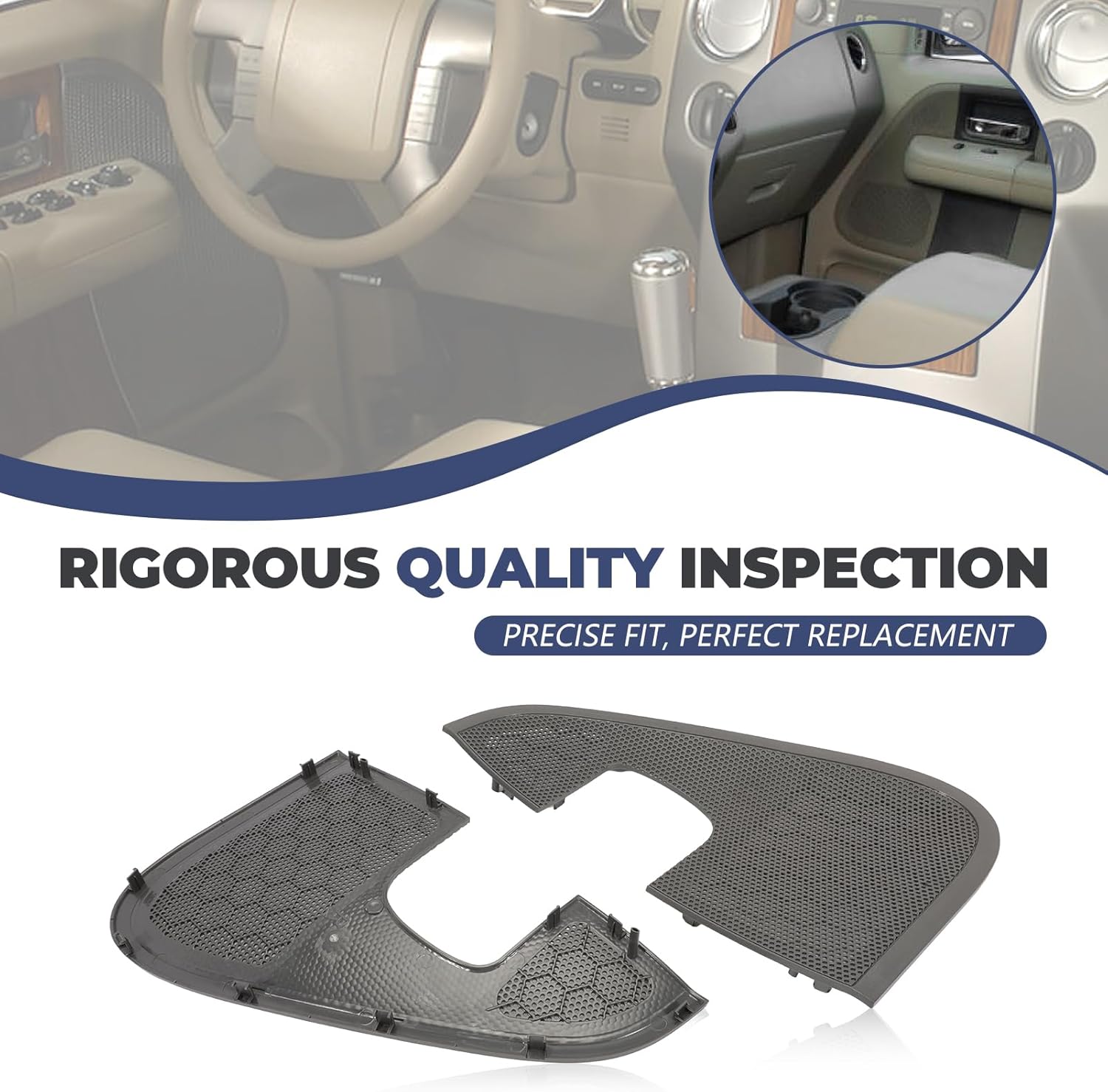 2 PCS Front Door Speaker Grille Panel Cover Left & Right fits F150 2004-2008 Replaces 5L3Z-18979-BAA, 5L3Z-18978-BAA, Flint Gray