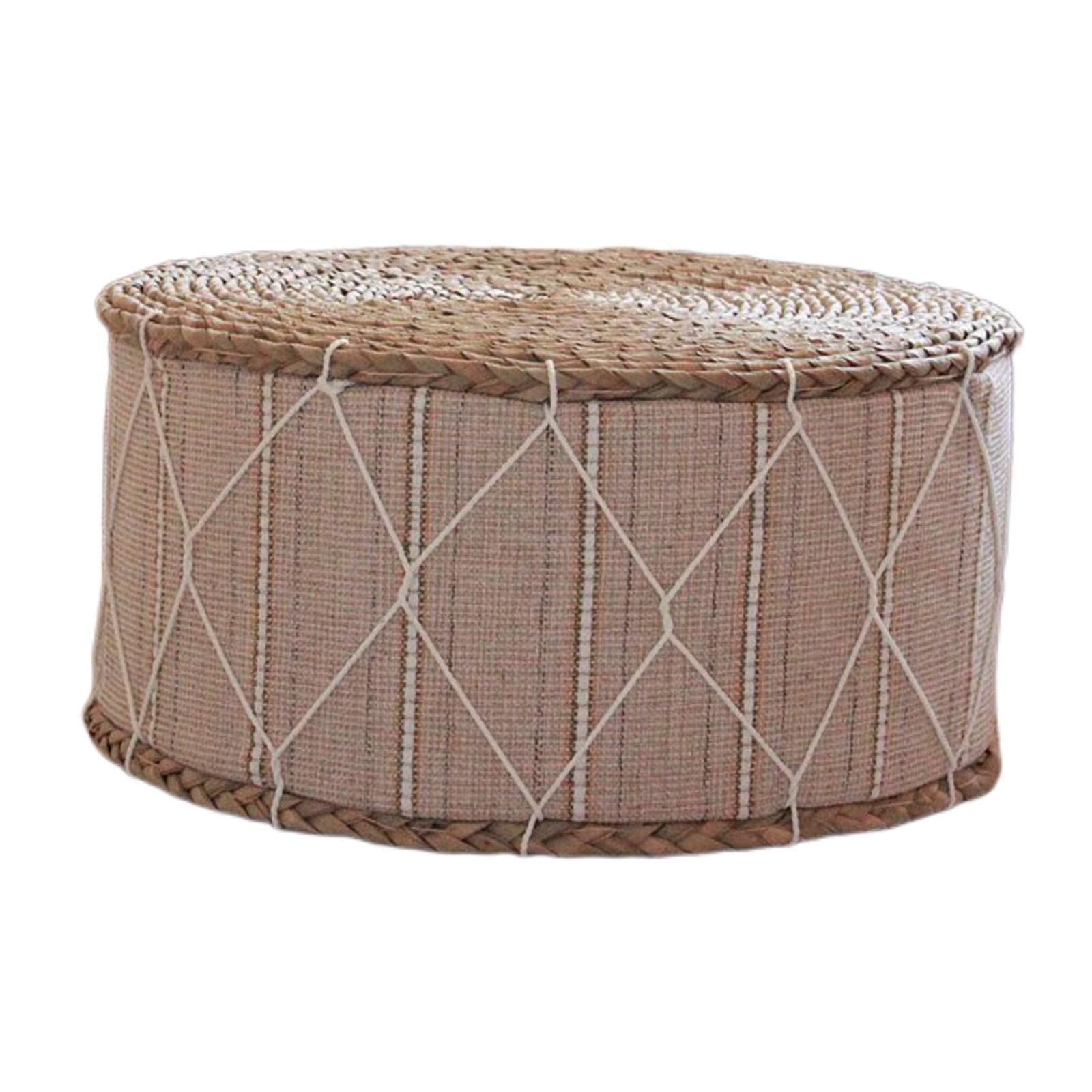 Handmade Straw Futon Floor Pillow Meditation Cushion Stool Pouf Milk White | Home Decor | Pillows-image-43