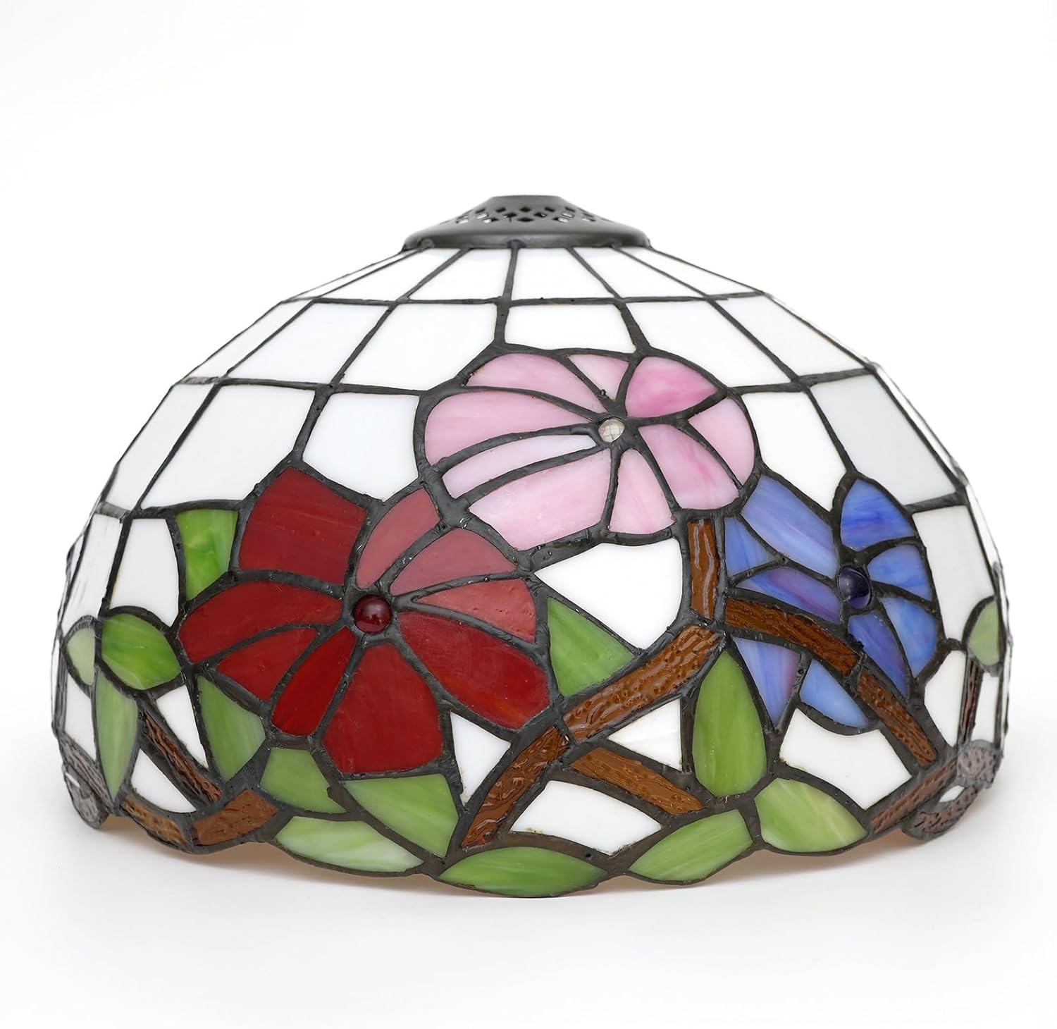 Tiffany Style Lamp Shade, 12 Inch Tricolor Morning Glory Stained Glass Lamp Shade Replacement Lamp Cover Accessories Fit for Table Lamp Pendant Light Ceiling Light