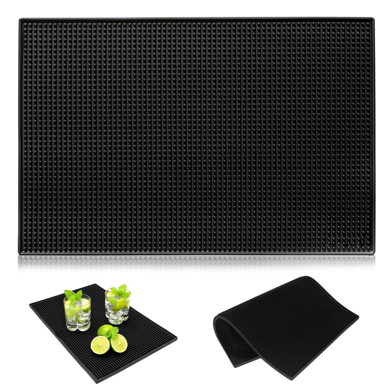 Rubber Spill Mat 45x30cm Ideal for Service, Countertop, Barista Station Durable, Non-Slip Mat for Bars, Kitchens, Coffee Stations, and Restaurants