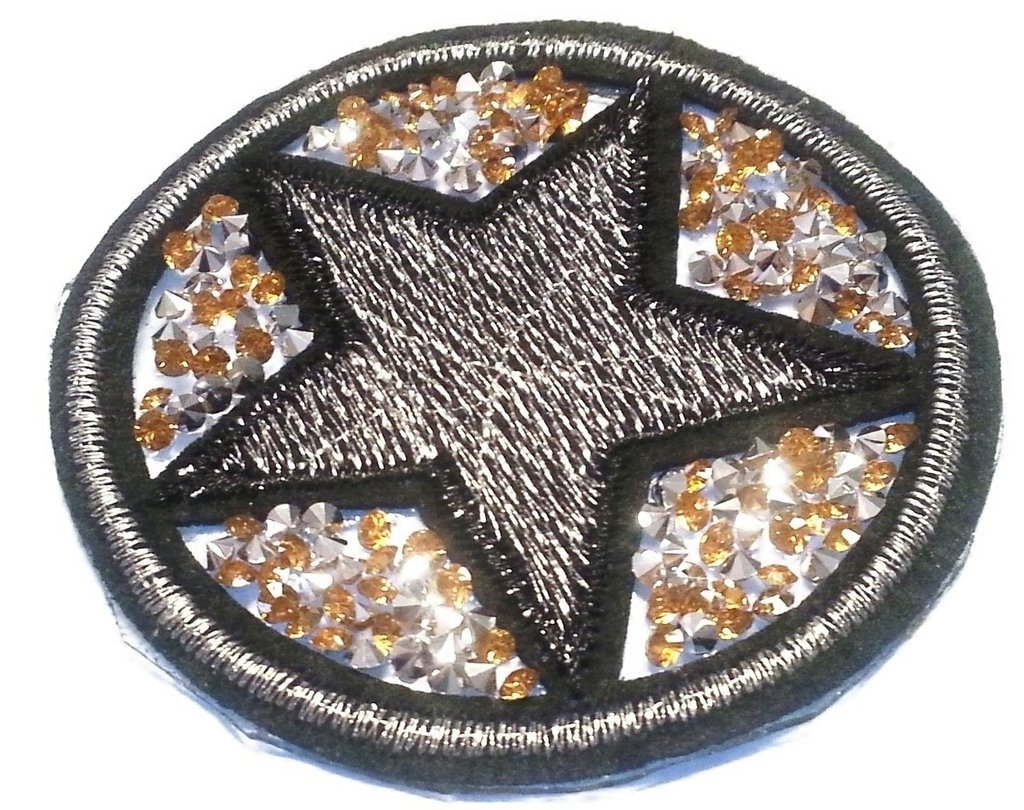 Toppe Toppa termoadesive Stella Stelle Strass termoadesivi scintillanti strass da cucire Patch termoadesiva Applique applicazioni con strass  Stella strass blu 10 cm
