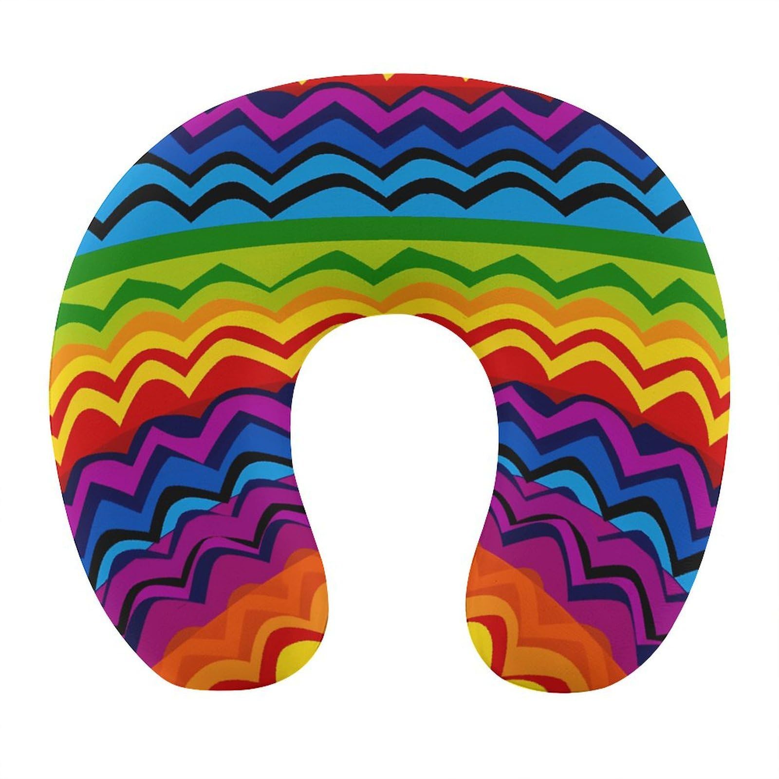 FekiLoot Gay Pride Rainbow Pattern1 Travel Pillow,U Shaped Office Napping Pillow Support Neck and Head Comfortable Travel Neck Pillow U Shape Sleeping Essentials for Long Haul Flights