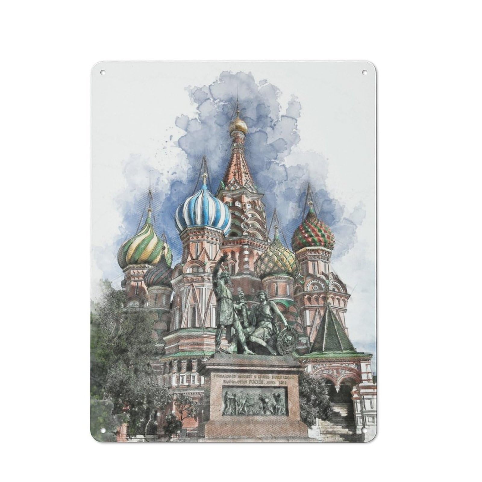 Junmoney Saint Basils Cathedral Garden Style Tin Sign 40X30cm Featuring Shed Wall Decor For Patio Bar, Workshop, Shed Or Kitchen