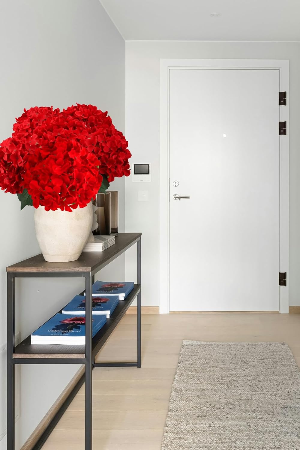 6 Pcs 20" Silk Hydrangeas Flower, Hydrangea Artificial Flowers, Long Stems Large Faux Floral Lifelike Fake Bouquet for Party Home Garden Porch Xmas Decor (2Pcs White/ 4Pcs Red) - Image 9