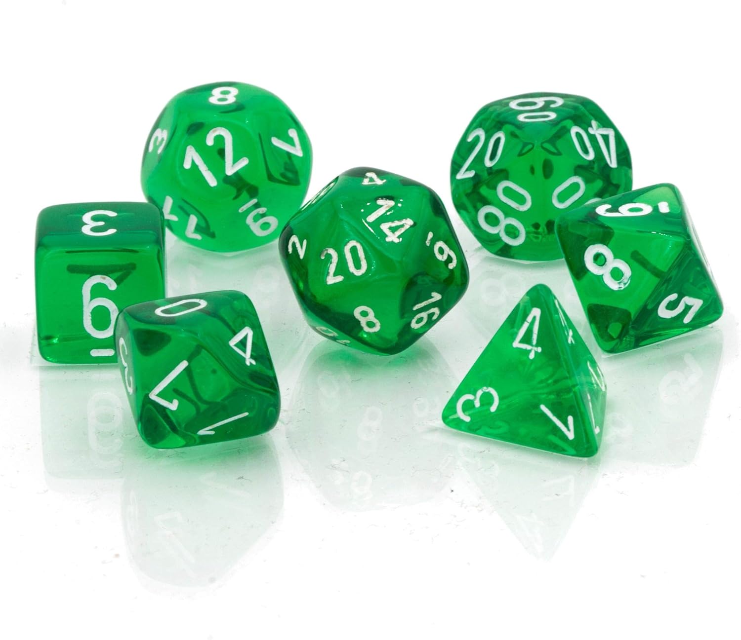 Chessex Polyhedral 7-Die Translucent Dice Set - Green