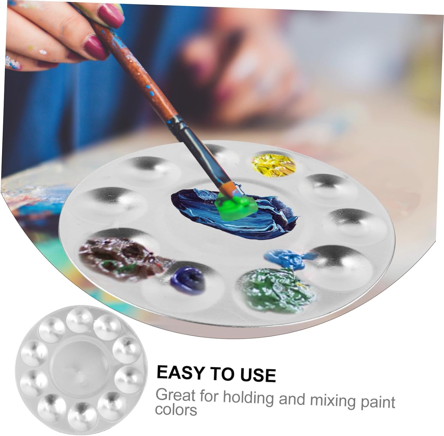 4-Piece Aluminum Mixing Tray Set for Acrylic Watercolor and Oil Paint Round Paint Palette for Art Students and DIY Enthusiasts Washable and Lightweight