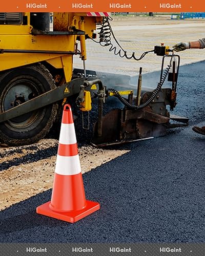 Miniatura 8 de HiGiant - Conos de seguridad de tráfico de 28 pulgadas con collares reflectantes, conos de PVC naranja duraderos para seguridad vial,