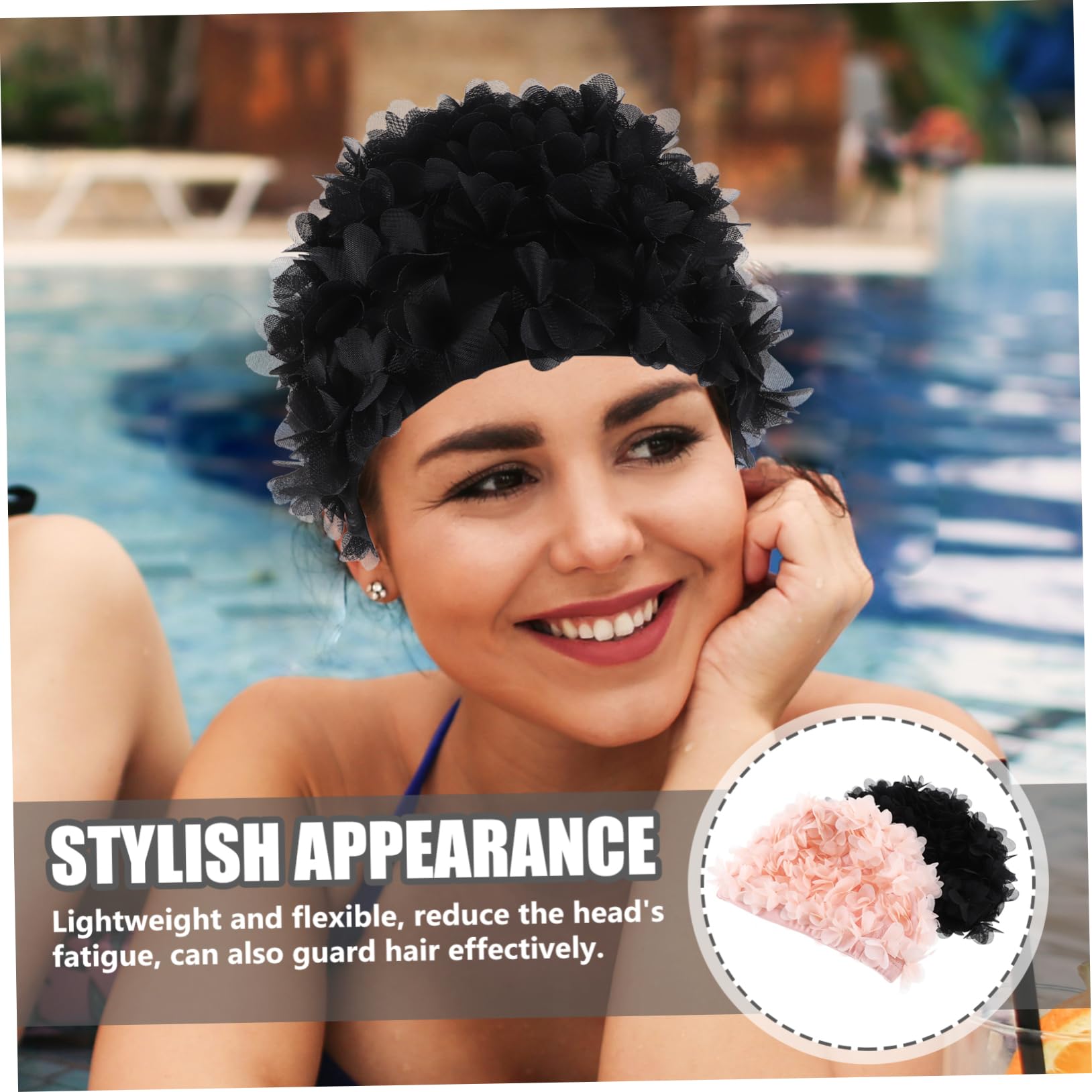 VANZACK 2 Pièces Bonnet De Bain en Caoutchouc Bonnets De Bain De Protection des Cheveux Bonnet De Couchage Bonnets De Bain pour Femmes Nageant Turban De Bain Fleurs Manquer Élastique Nylon