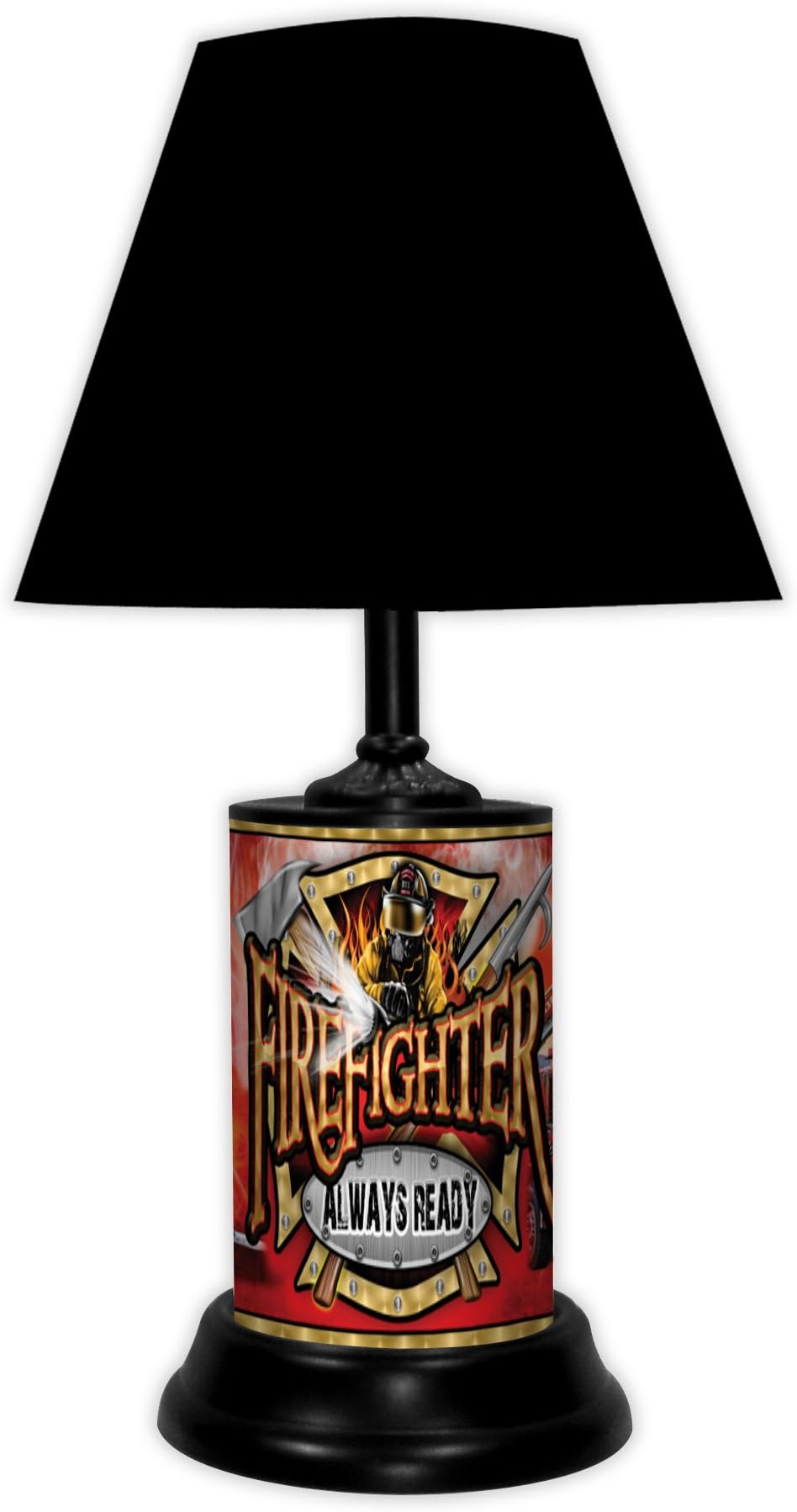 TAGZ SPORTS UNLIMITED Fire Department (Always Ready) Desk/Table Lamp with Black Shade