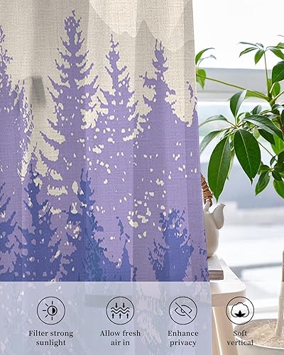 Miniatura 4 de Cortinas traslúcidas de bosque otoñal de 84 pulgadas de largo, juego de 2 paneles de cortinas para cocina, dormitorio, sala de estar, pasillo,