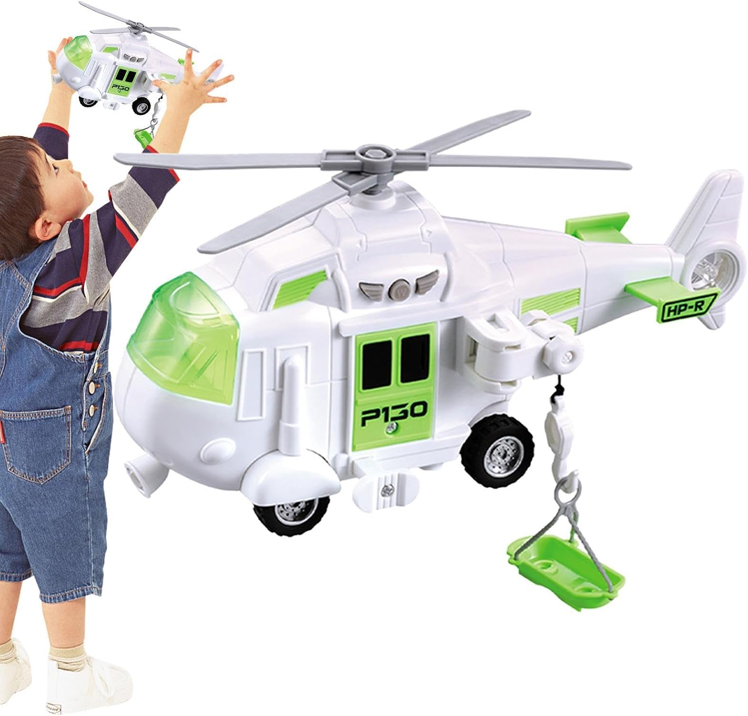 Inertial Aircraft Toy Movable Propellers, Fully Functional Hooks