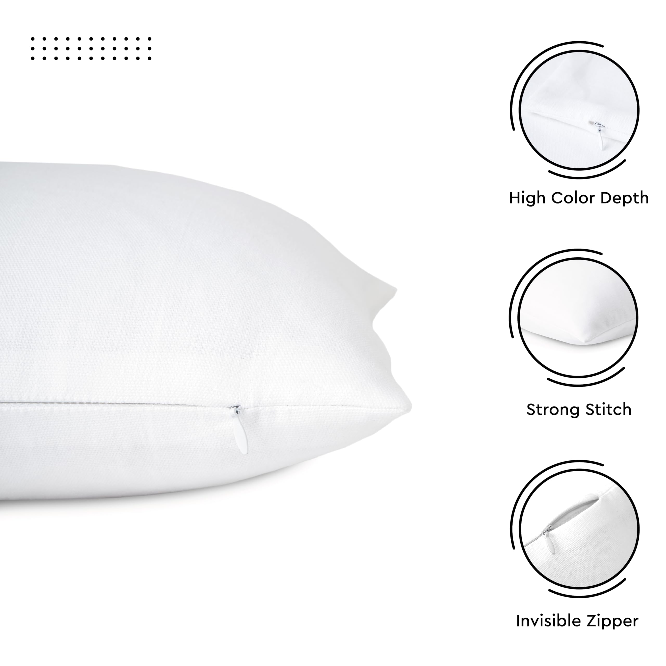 Encasa XO Cotton Throw Pillow Covers Set of 2 I 24x24 in (60x60 cm) - White I No Insert I Plain Square Pillowcases I Machine Washable - Image 4