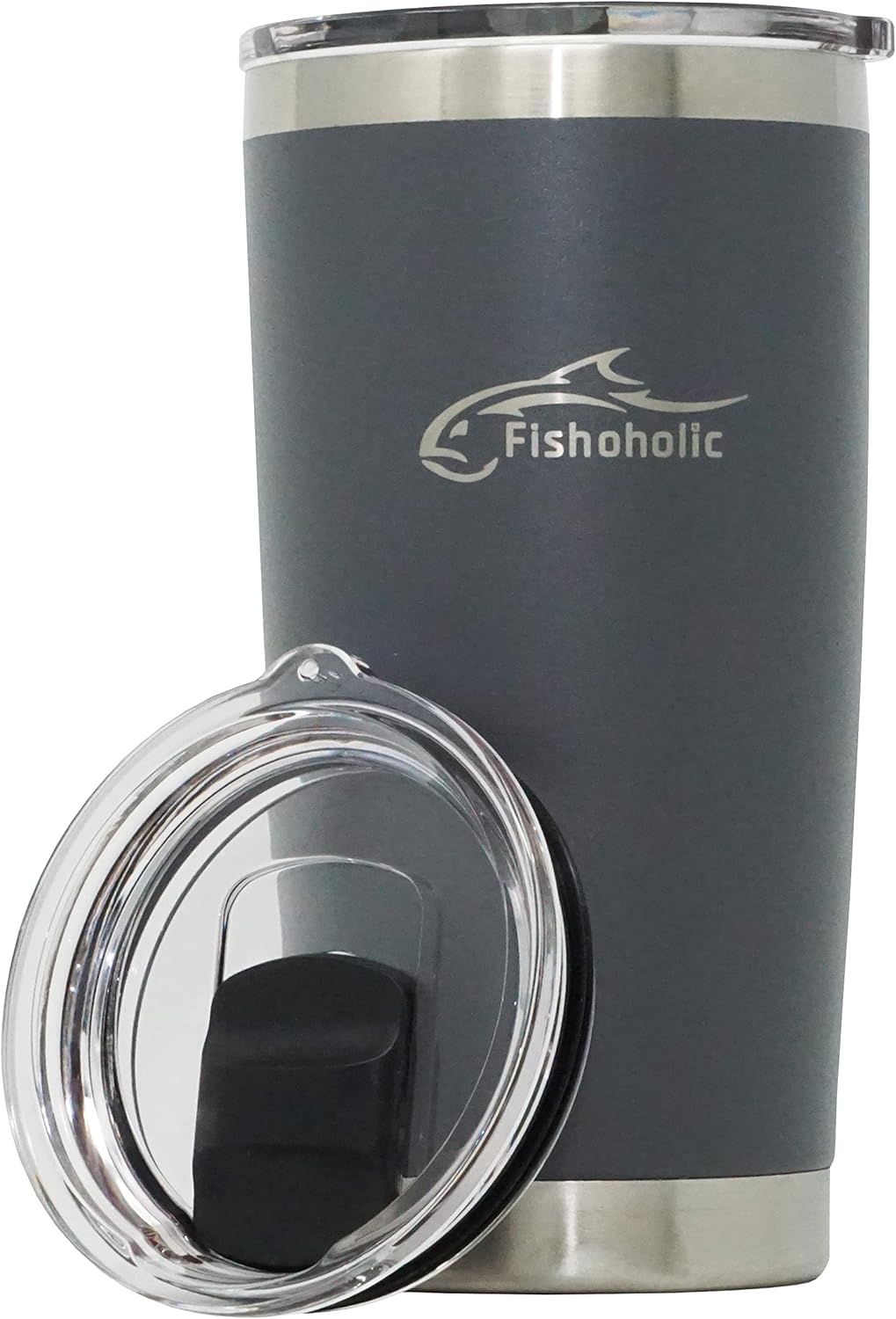Fishoholic 20oz or 30oz Tumbler w Magnetic Slide Lid for Hot & Cold Drinks, Stainless Steel, Double Wall, Vacuum Insulated, Mug Glass Cup