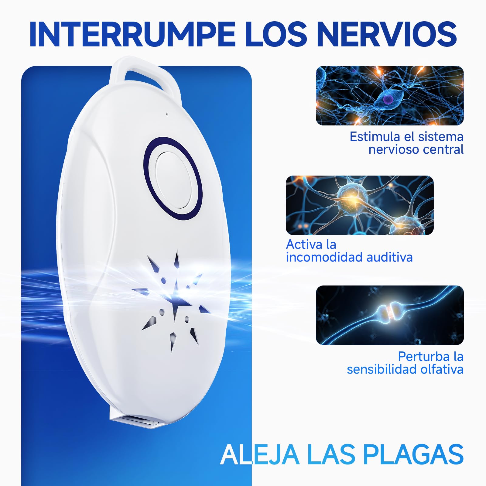 Repelente Mosquitos Portátil Ultrasónico de Plagas 4 Pack- Seguro Silencioso Recargable Antimosquitos Electrico Indoor/Outdoor, Camping,Anti Cucarachas, contra Insecto, Moscas