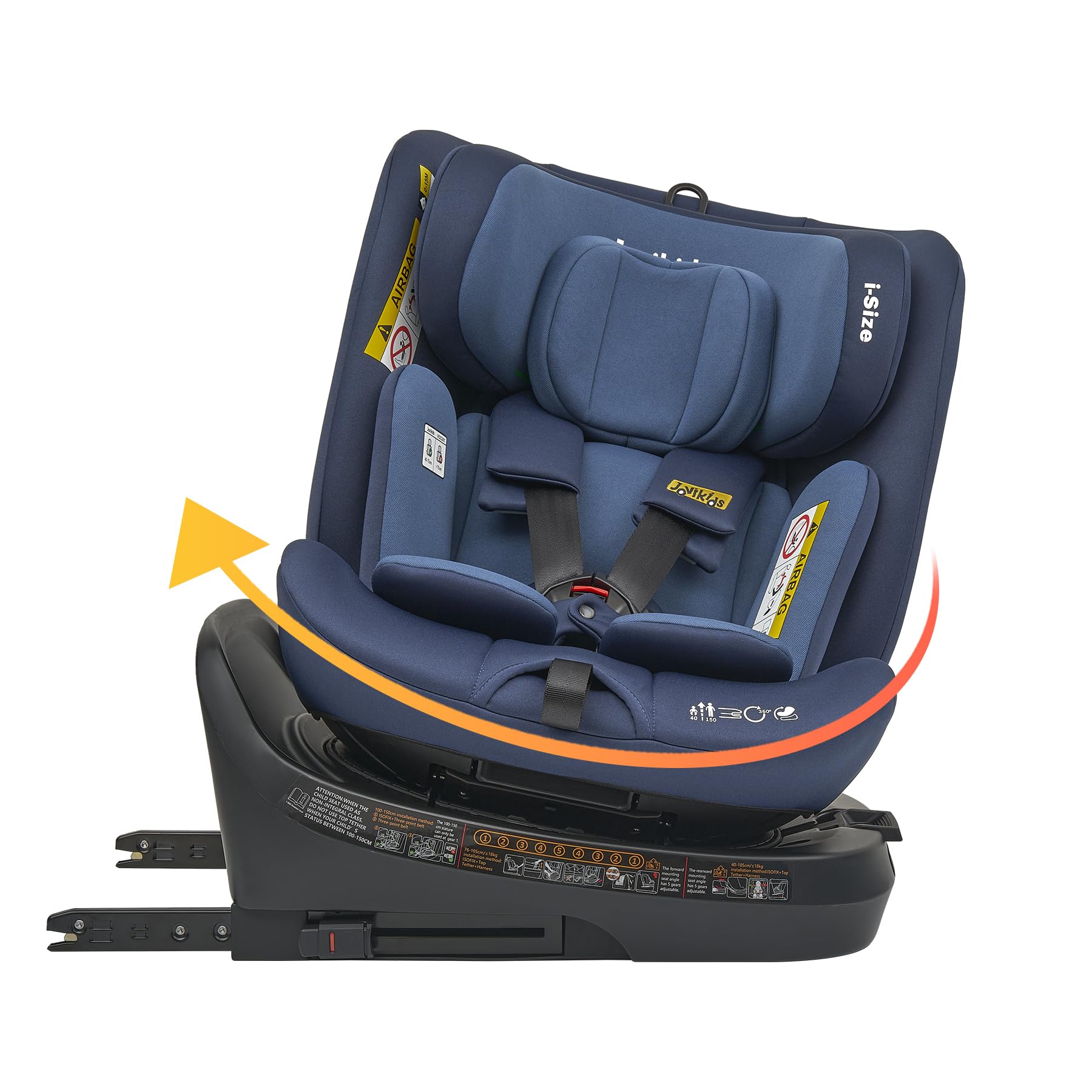 Jovikids i-Size 360° Girevole Seggiolino Auto 0-36 kg, Seggiolino Isofix Top Tether, ECE R129/E4 40-150cm dalla Nascita a Circa 12 anni