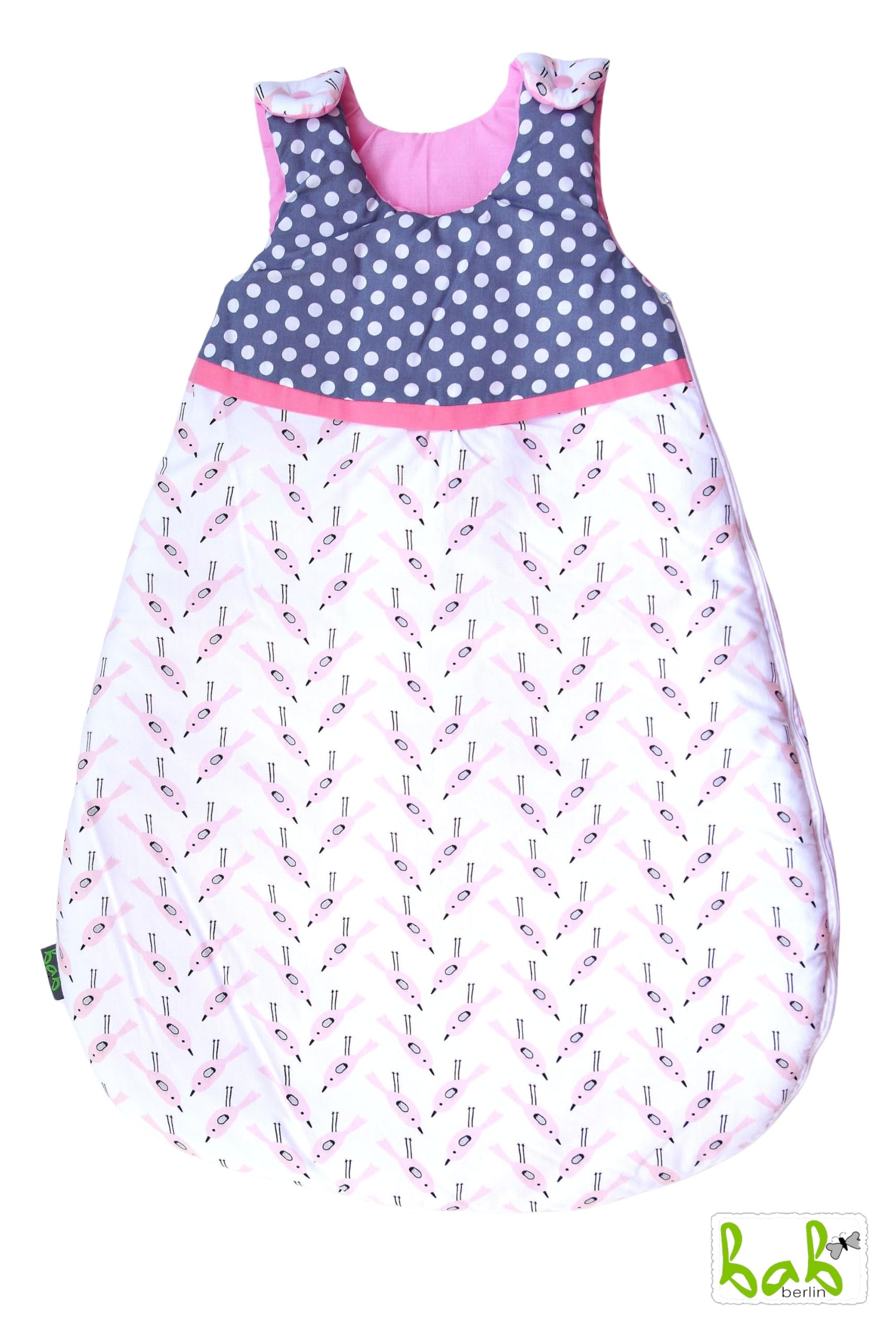 Baby Schlafsack Gr. 70 gefüttert für Mädchen oder Jungen, auch als Set mit Schmusetuch Handmade bab-Berlin