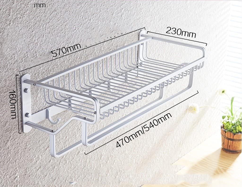 タオルバー スペースアルミバスルーム棚壁浴室タオルラックバスケットダブルロッド2層