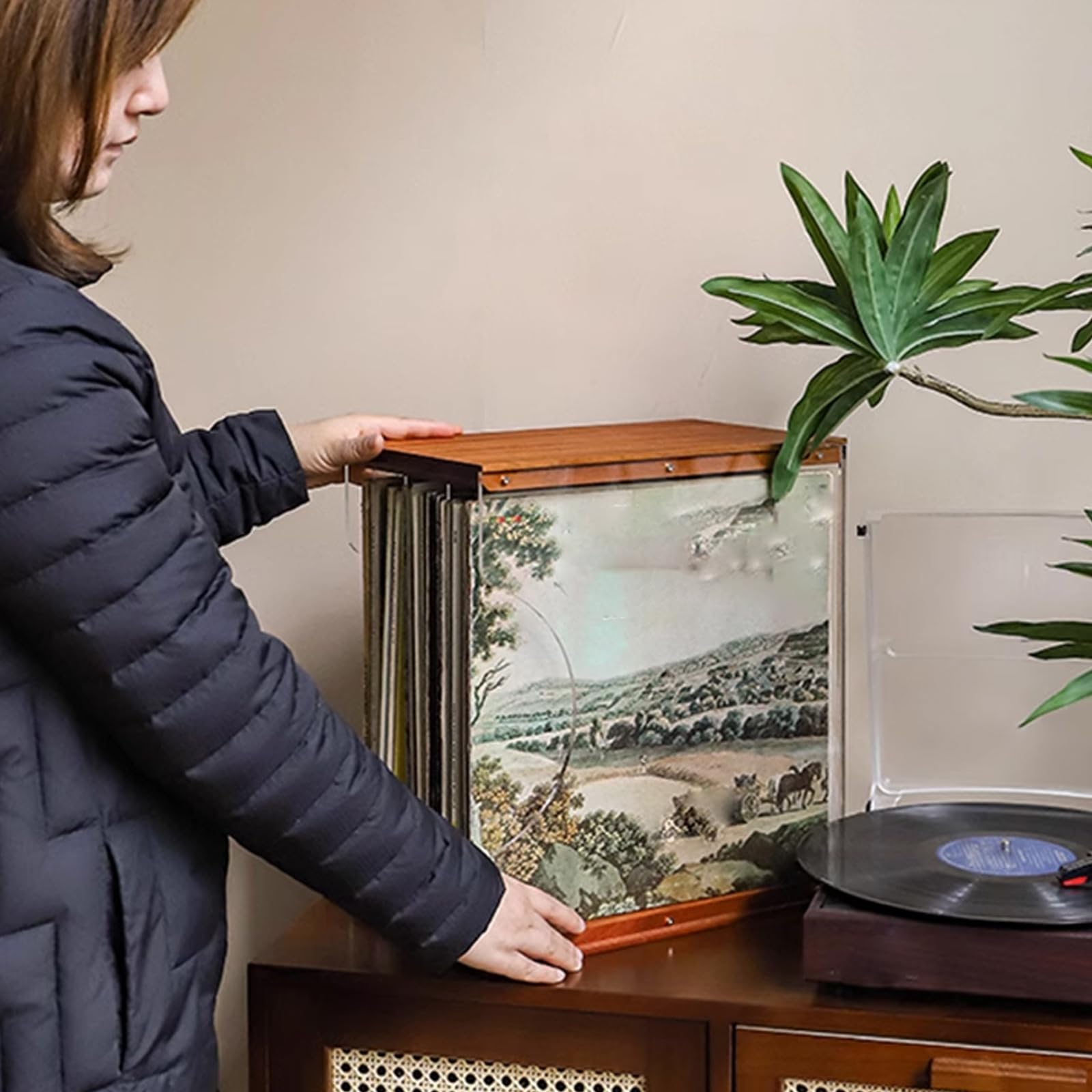 Akrylowy stojak na płyty winylowe, uchwyt na płyty CD i stojak na DVD, uchwyt na okładkę albumu Boohelf na 45 płyt, przezroczysty Slish nizer
