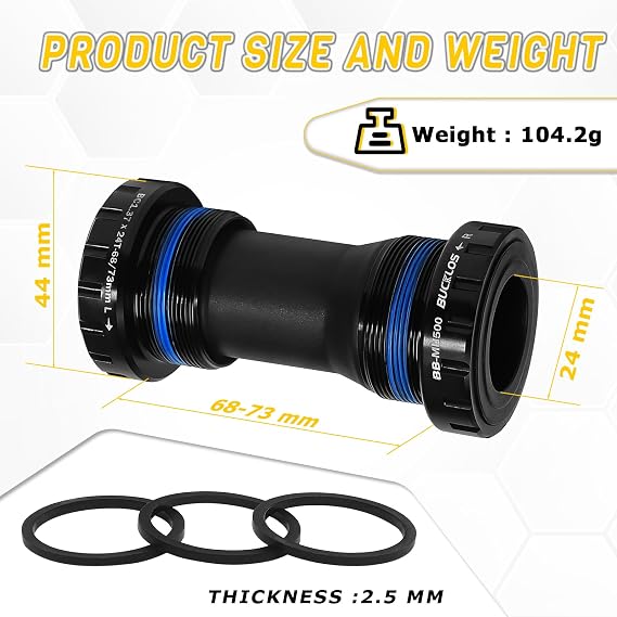 Threaded Bottom Bracket English BSA 68-73mm Steel Bearings Bike BB Bottom Bracket for 24mm Hollowtech Crankset for mountain bike/MTB (Black/Red)